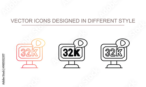 32 k resolution icon design with white background stock illustration