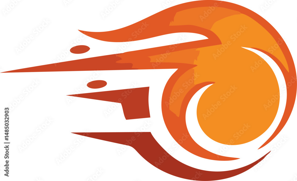 Obraz premium Vector flame icon with upward flow – simple fireball design for web use