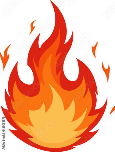 Vector illustration of spherical fireball with clean contours