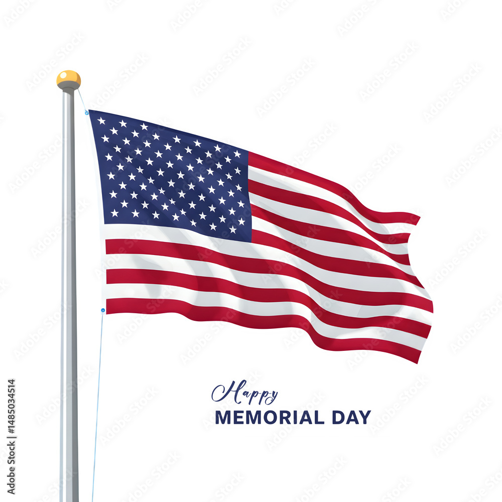 Obraz premium Wishing you a Happy Memorial Day! Let's pay tribute with the USA flag, illustrated in vector.