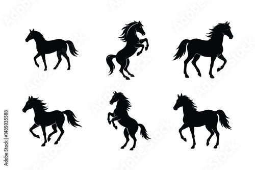 modern black stallion vector art