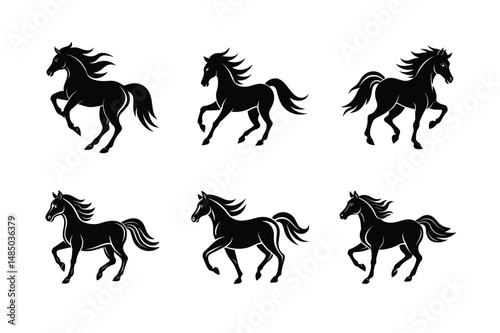 vector of black stallion in stance