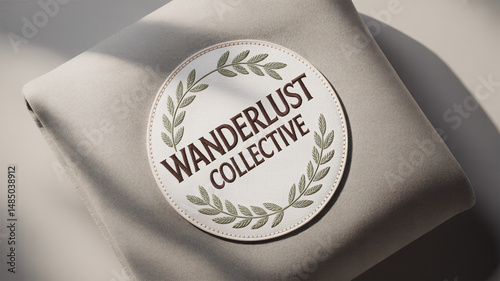 Isolated rounded embroidered patch mockup with clean design or logo ideal for branding and apparel