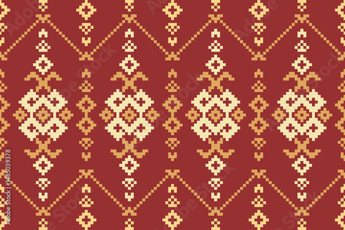 Geometric Pixelated Ethnic Textile Pattern