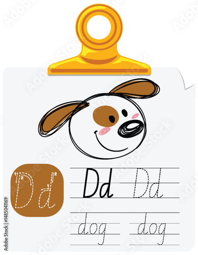 Alphabet Doodle with Dog Illustration