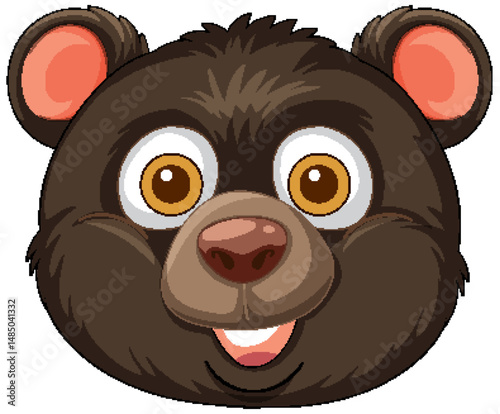 Cheerful Bear Face Illustration