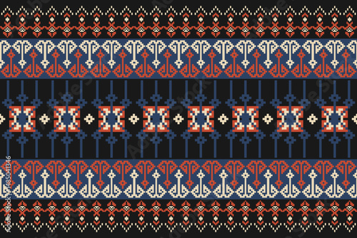 Geometric Pixelated Ethnic Textile Pattern