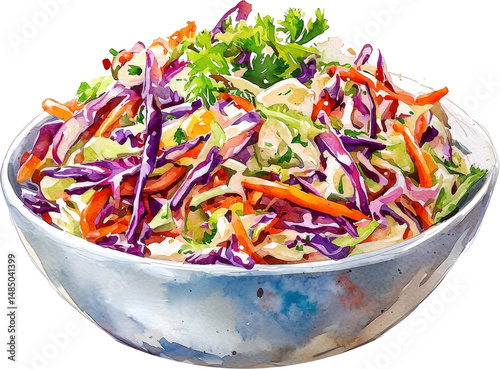 coleslaw salad watercolor illustration art 