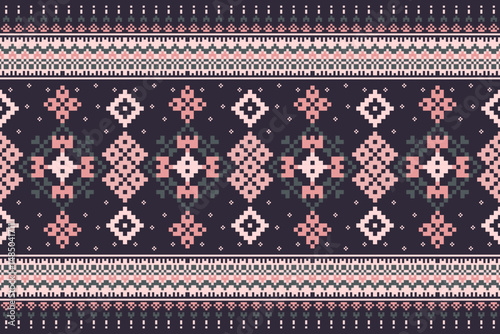 Geometric Pixelated Ethnic Textile Pattern