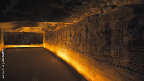 4k Footage of interior Hieroglyphs in Abu SImbel Egypt. four Interior Statues. some hieroglyphic inscriptions on the sides of the statue of King Ramses ii located at the Abu Simbel Temple.