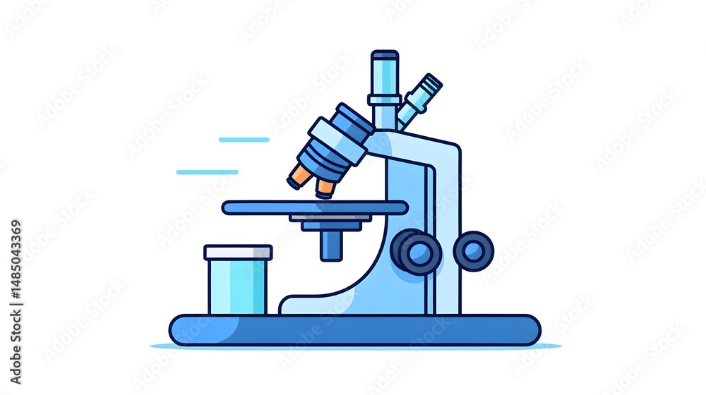 Fototapeta premium Professional laboratory microscope analysis science line icon vector illustration for research projects