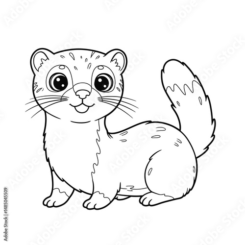 Ferret Outline – Minimalist Line Art of a Playful Ferret for Pet, Wildlife, and Nature Design Projects

