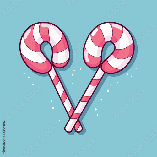 Candy Cane Heart Shape on Pink Background

