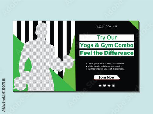 Modern Fitness Center YouTube Thumbnail Design Template
