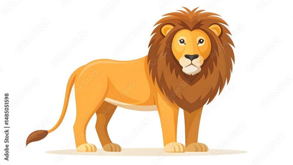 Obraz premium Minimalist Flat Lion Design on White