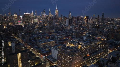 Wallpaper Mural Night Skyline Of New York Skyline At Manhattan In New York United States. Night City Landscape. Financial District. New York Skyline At New York United States. Highrise Buildings Scenery.  Torontodigital.ca