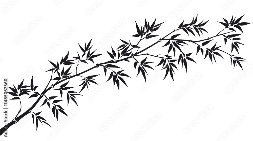 Obraz premium Silhouette Bamboo Twig Natural China Ecology Stock Photo