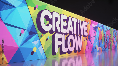 Low poly of colorful graffiti wall