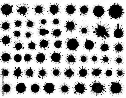 Ink paint stains or drops isolated on a white background