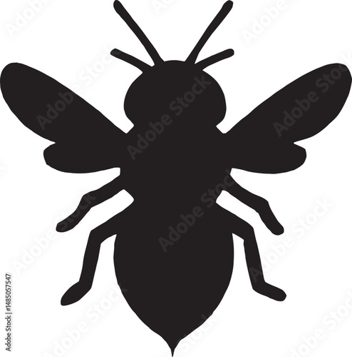 simple black vector of a bee with transparent background. 