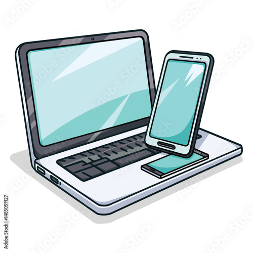 elegant illustration of laptop on white background