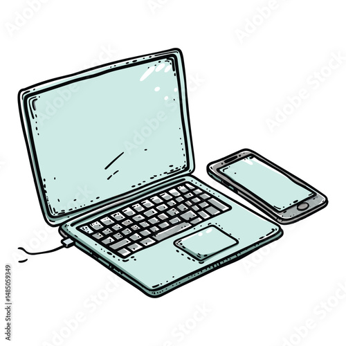elegant illustration of laptop on white background