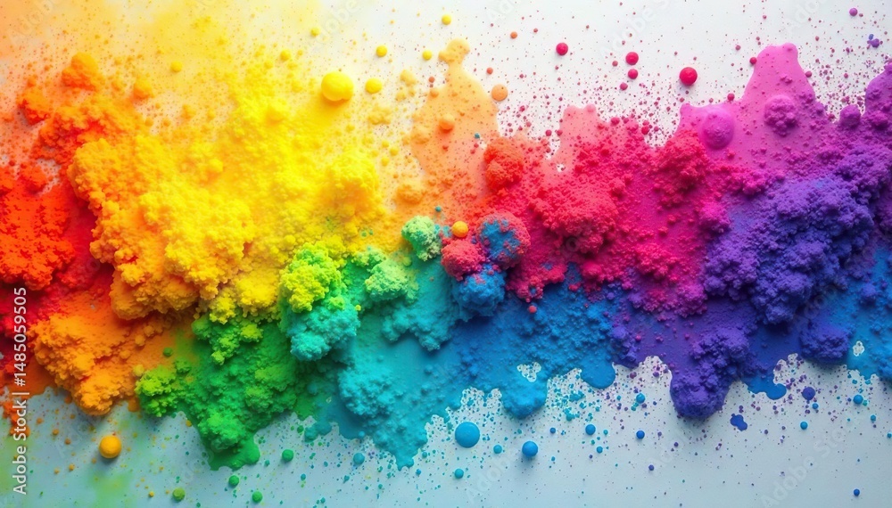 Obraz premium Vibrant rainbow colors splashed across a textured surface , paint, rainbow