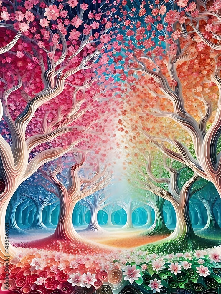 fantasy landscape with flowers fantasy landscape with flowers