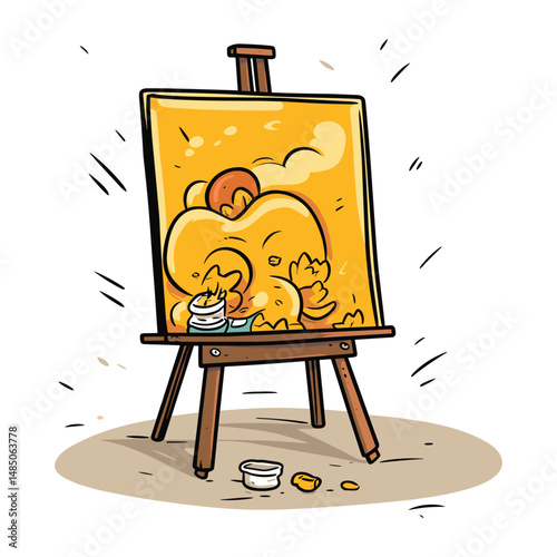 elegant illustration of  wooden easel with canvas