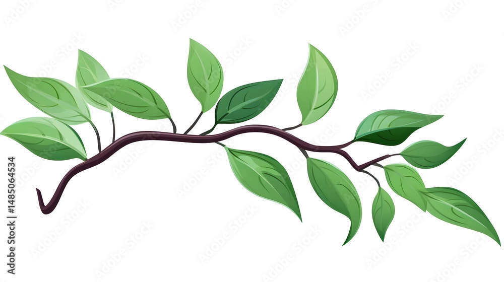 Fototapeta premium Branch with Leafs Icon Vector - Ideal for Nature-themed Designs and Projects