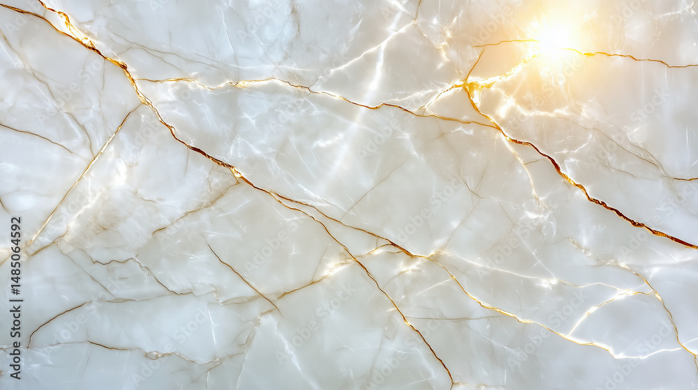 Fototapeta premium Stunning white marble surface with golden veins, showcasing intricate patterns and glossy finish, perfect for elegant designs