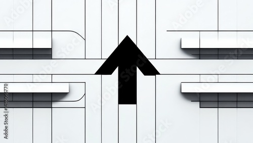 Simple Black Arrow Icon – Bold Minimalist Vector on White Background