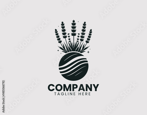 Elegant Lavender Plant in Simple Pot Vector Logo Design, Graceful Lavender Plant Simple Pot Vector Logo