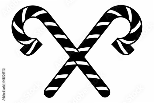 2 cross candy cane  silhouette