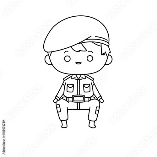 A cartoon of a soldier sitting down with a smile on his face