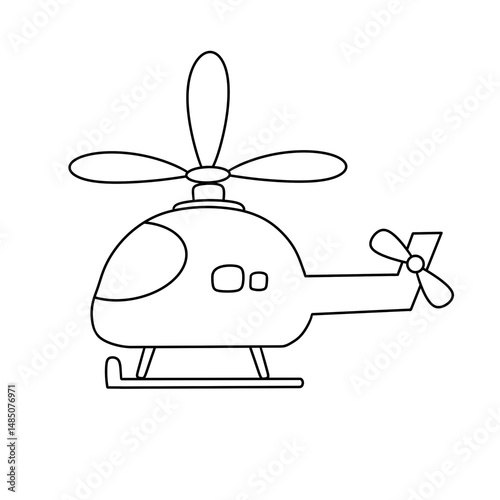 A black and white drawing of a helicopter