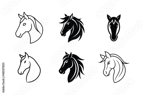 Sleek Abstract Horse Head Logo Vector photo