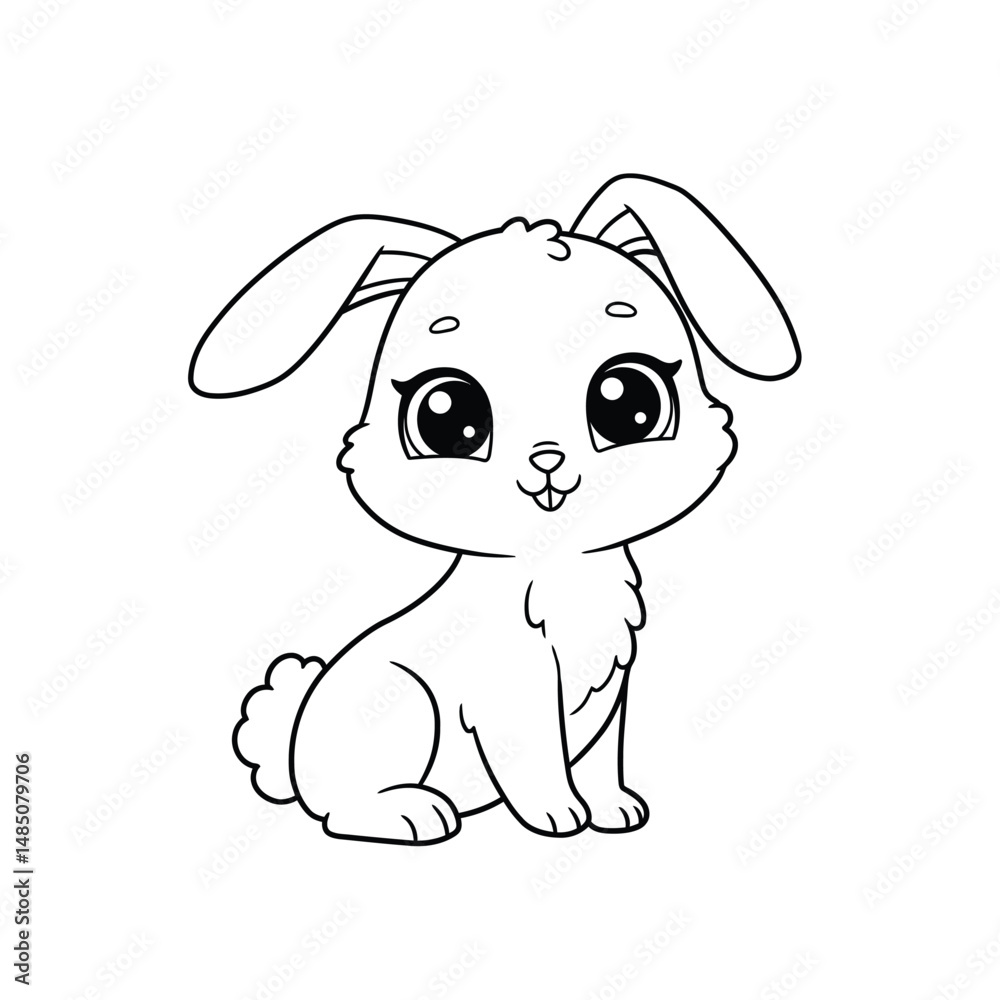 Naklejka premium Rabbit Outline – Simple Minimalist Line Art of a Cute Bunny for Nature, Pet, and Easter Design Projects