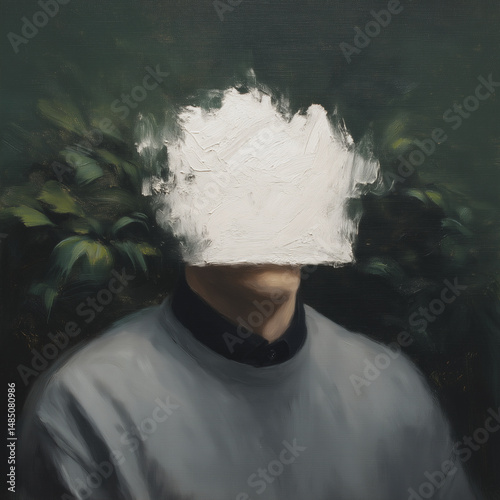 Modern Abstract Portrait – Minimalist Digital Illustration of Human Expression with Textured Surreal Aesthetic and Contemporary Artistic Identity