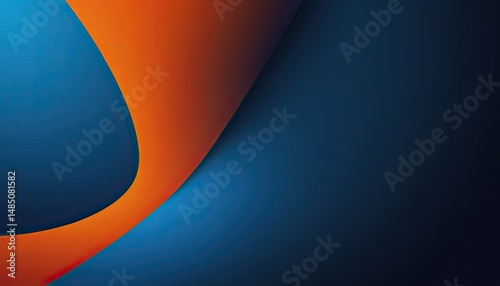 Dark blue geometric layers with orange folded paper background
4
