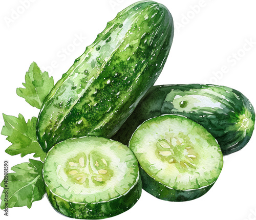 cucumber watercolor illustration art drawing 