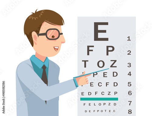 Ophthalmologist pointed to the eye chart