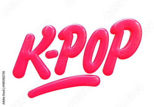 Quadro su tela K-POP 3D balloon text in pink style