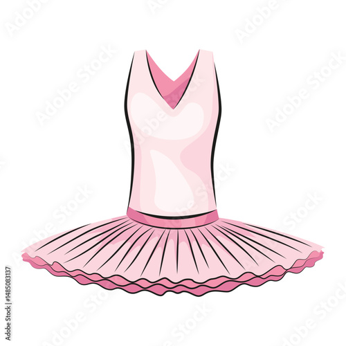 Ballet accessorie. Pink ballet dress or tutu skirt. Vector hand drawn sketch style object