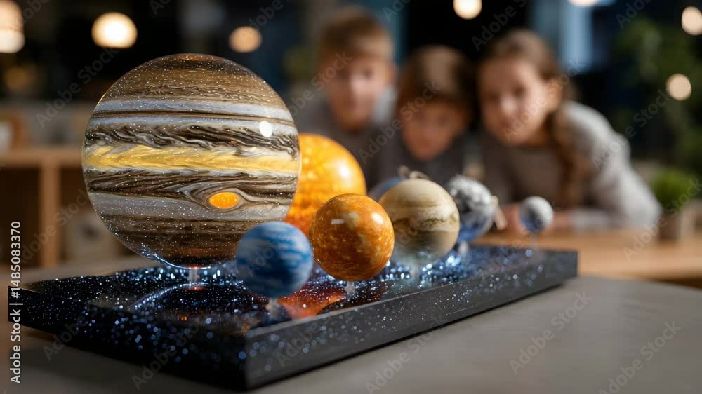 Detailed model of the planet jupiter with vivid colors and realistic surface features displayed