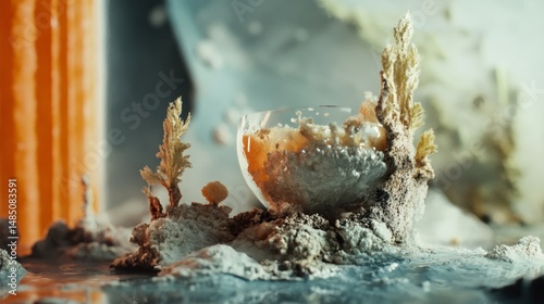 Frozen winter dessert with frost and sugar in ice scene culinary macro photography sweet cold setup