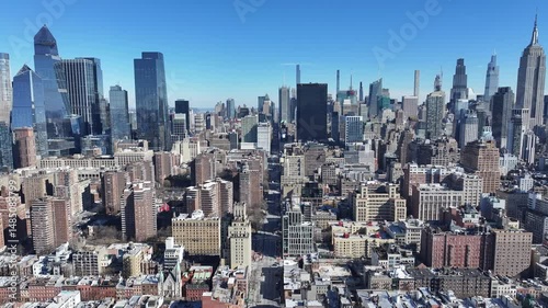 New York Skyline At Manhattan In New York United States. Stunning Downtown. Tourism Landmark. New York Skyline At New York United States. Highrise Buildings. 