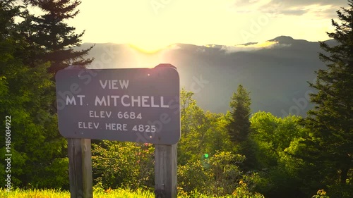 Mount Mitchell overlook on Blue Ridge Parkway. Scenic drive road trip in North Carolina Appalachian mountains photo