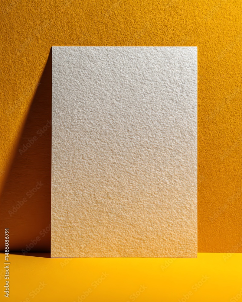 Fototapeta premium A modern, minimalist sustainability certificate template in DIN A4 portrait format. Features a simple white paper design with a golden yellow background, perfect for eco-friendly awards and corporate