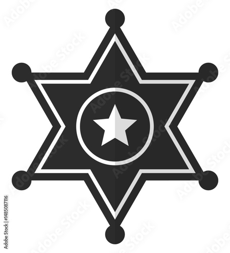Sheriff star icon isolated on white background.